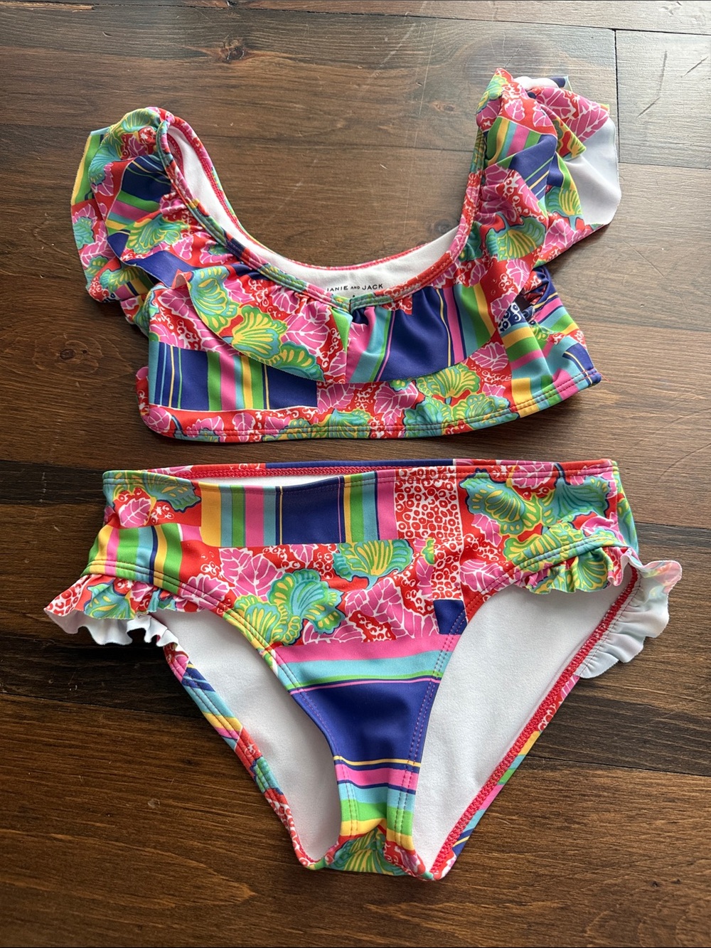 Girls' Multicolor Ruffle Two-Piece Swim Set -